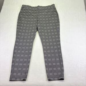 Express High Rise Ankle Pull On Ponte Knit Pants Black White Herringbone Size XL